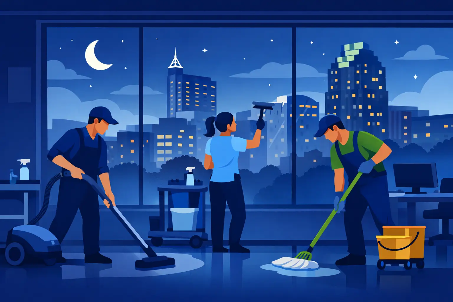 Cleaning Services in Raleigh at Night